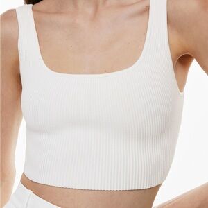 White Ribbed Square Neck Crop Top